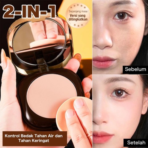 Bedak Pengontrol Minyak 2-in-1 Tahan Air dan Tahan Keringat