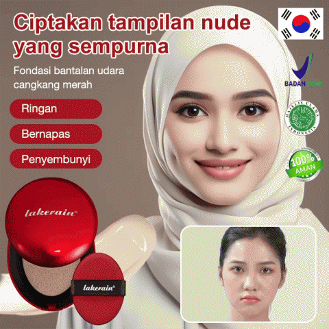 alas bedak bantalan udara cangkang merah