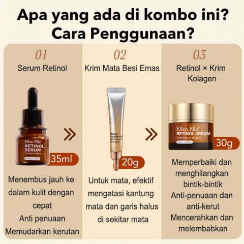 Set Serum dan Krim Retinol Anti Penuaan