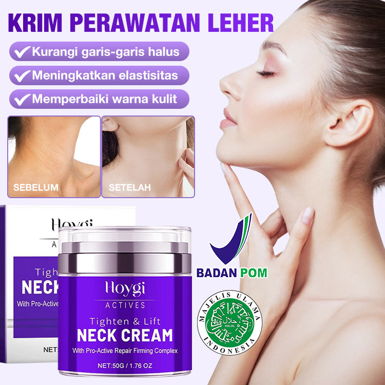 Krim Leher yang Mengencangkan & Mengangkat - Mencerahkan garis leher. Mengencangkan kulit leher. Menghilangkan dagu berlipat - Tampil 10 tahun lebih muda. BPOM